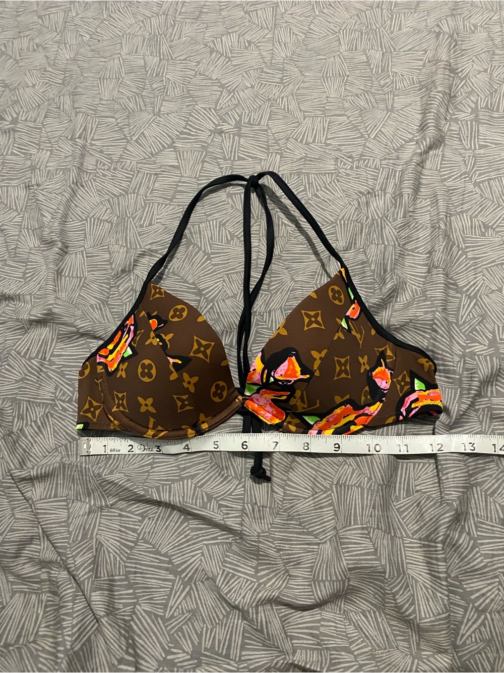 Louis Vuitton Brown Monogram Floral-Print Halter Bikini Top - Picture 2 of 7